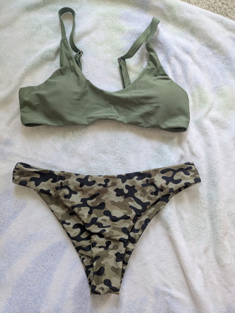 SHEIN Olive Green & Camo Two-Piece Bikini Set